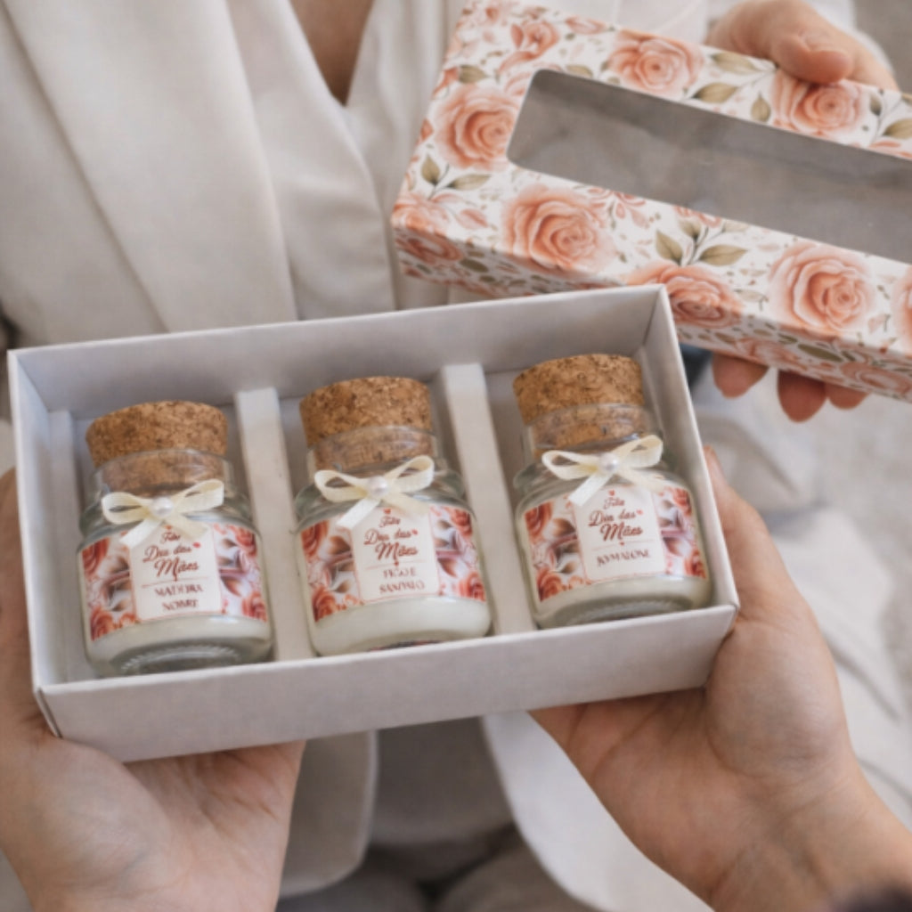 Caixa Florida com 3 Mini Velas Aromáticas
