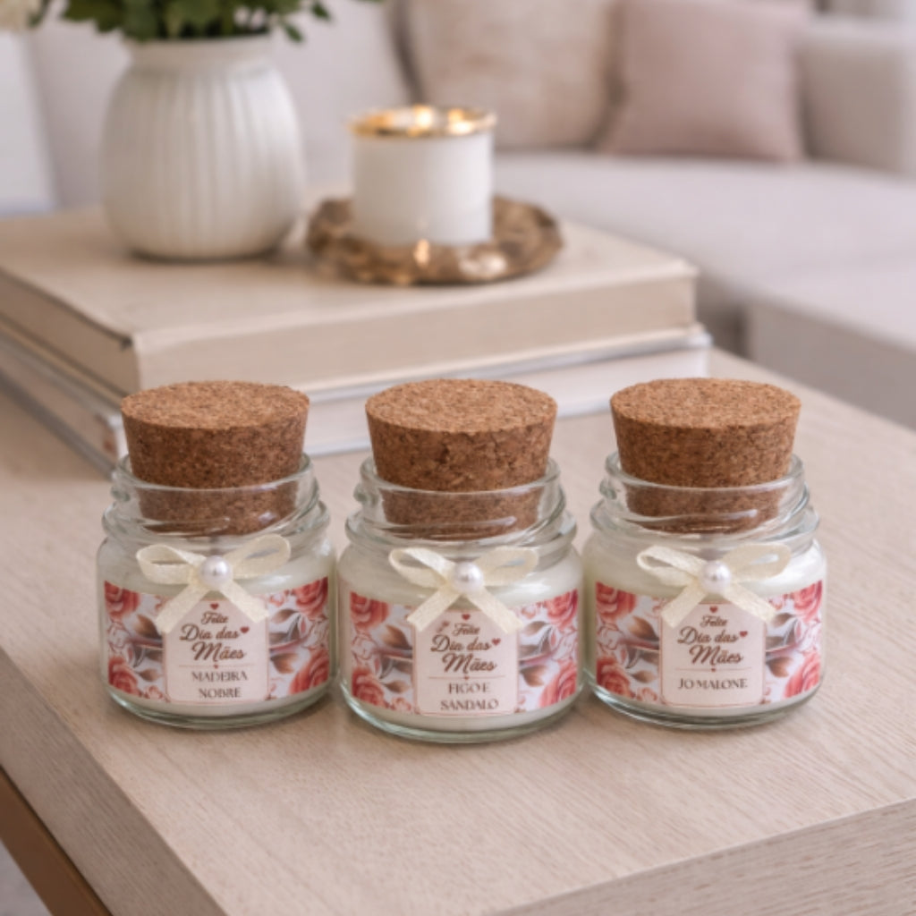 Caixa Florida com 3 Mini Velas Aromáticas